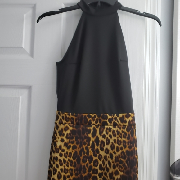 💥Black Top Leopard Bottom Mermaid Dress - Picture 4 of 7
